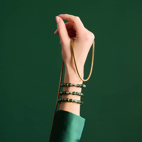 Gilded Jade | .925 Sterling Silver | Radiant Facets Crystal Bracelet